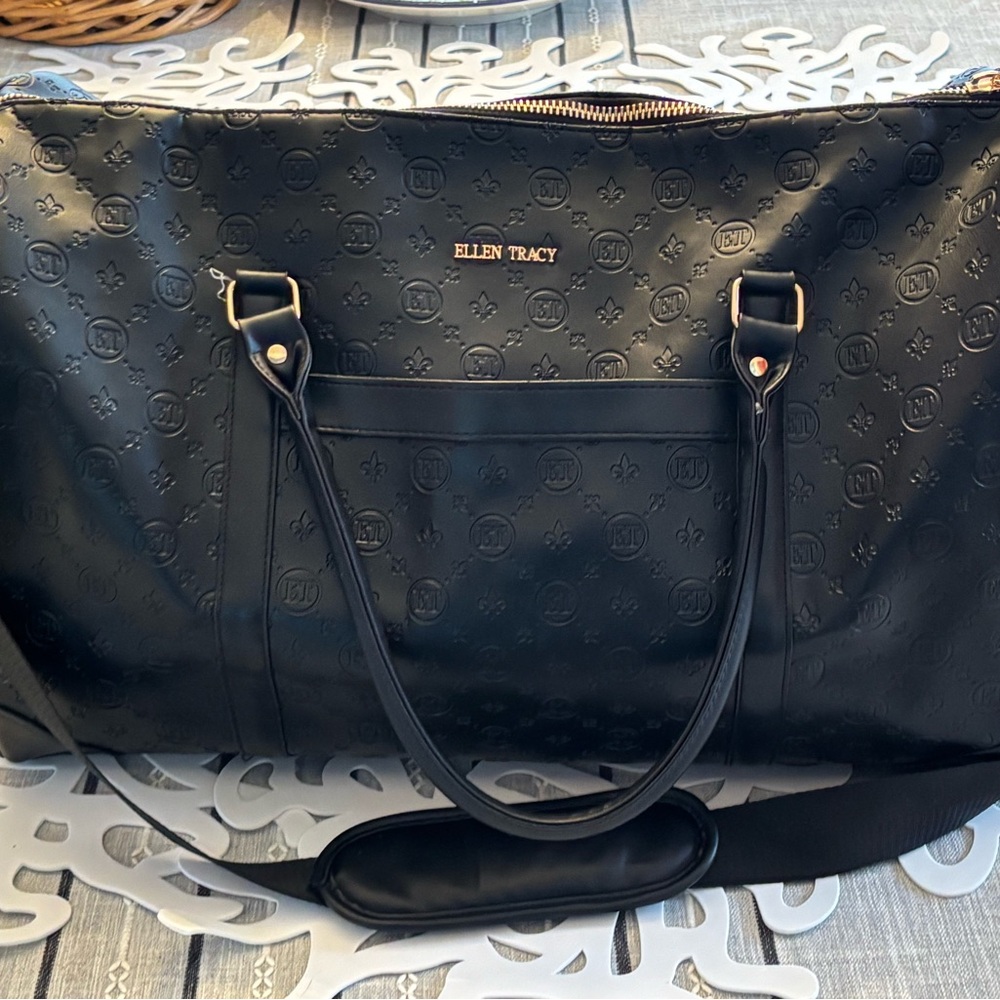 Ellen Tracy Black Embossed Travel Bag